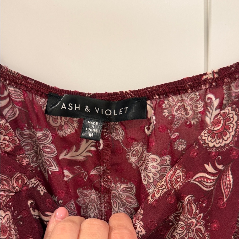 Floral Burgundy Women's Top - Picture 2 of 5